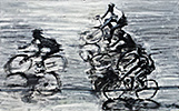 Radrennen, 1999, Öl auf Leinwand, 140 x 220cm